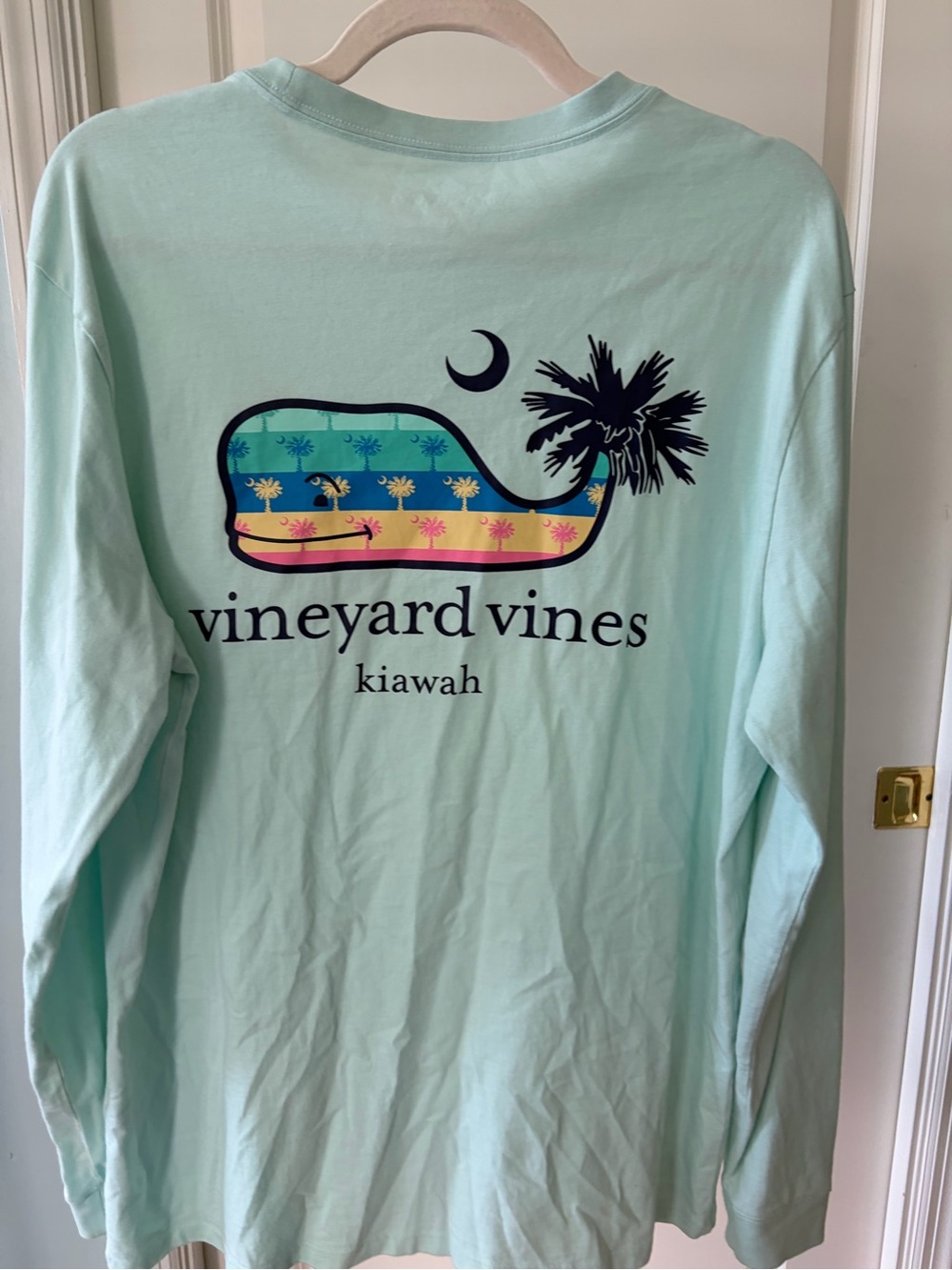 Vineyard Vines Men's Long-Sleeve Pocket Tee in Mint - Kiawah Island - size M